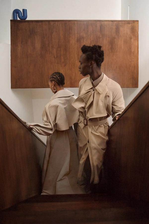 Autumn cream From left: Alexander McQueen coat, and earring. Y/Project coat and Brioni shirt. Photography by Ronan Mckenzie.