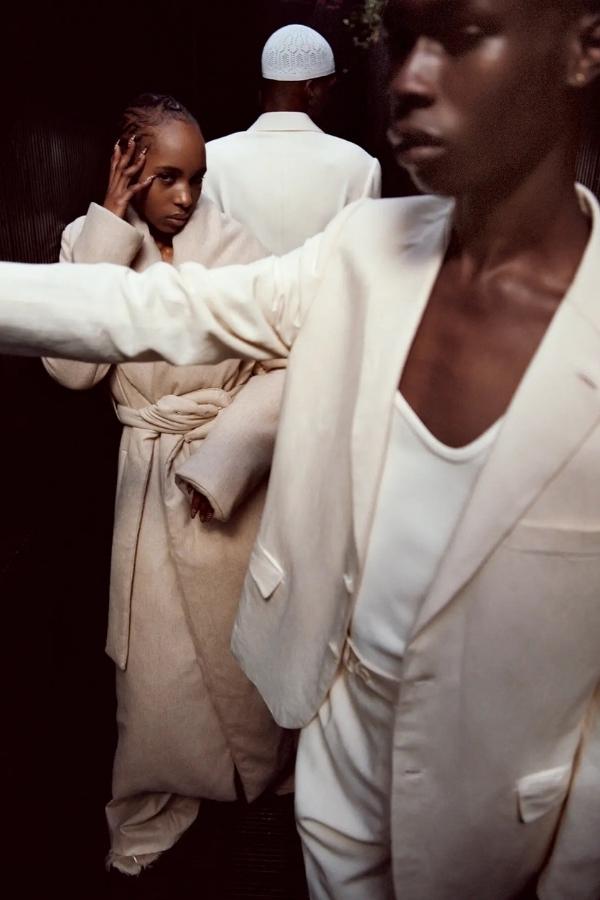 Autumn cream Clockwise from top: Alexander McQueen coat; and stylist’s own hat. Brioni suit and Bianca Saunders top. Altuzarra coat, pants and sandals. Photography by Ronan Mckenzie.