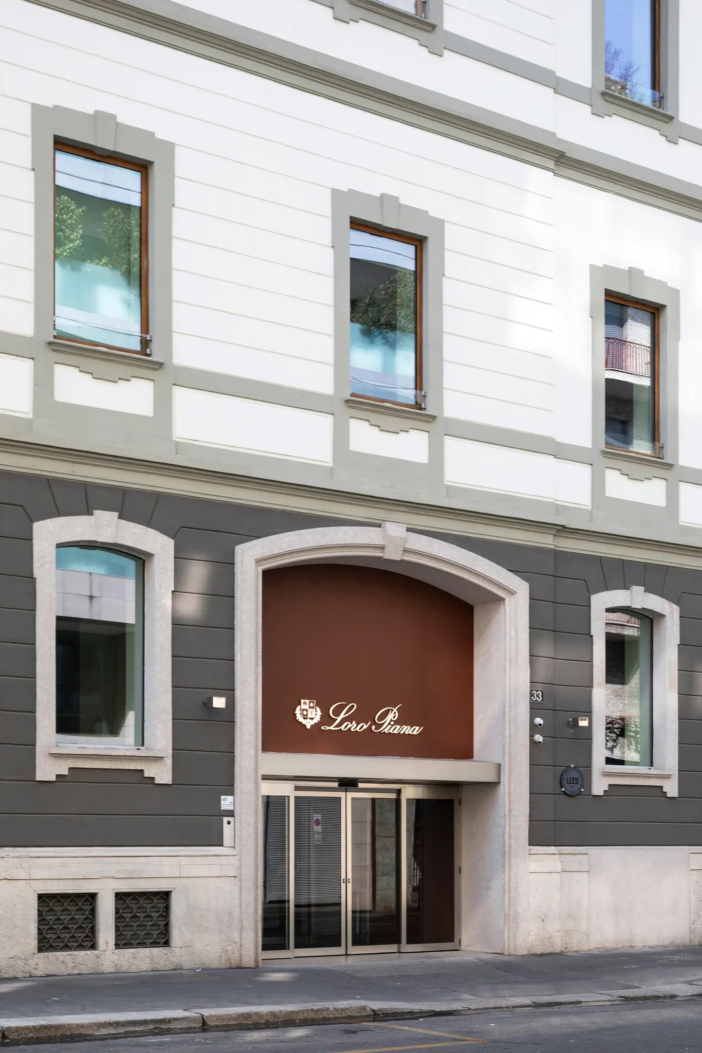 The facade of Via della Moscova 33, which was originally built in the late 19th century as the centre of operations for northern Italy’s silk consortium. Photography by Allegra Martin.