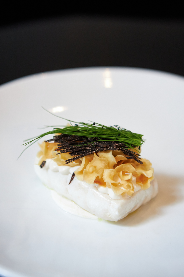 Monopole's roasted swordfish, Champagne butter, truffle and Jerusalem artichoke dish. Photography courtesy Bentley Group.