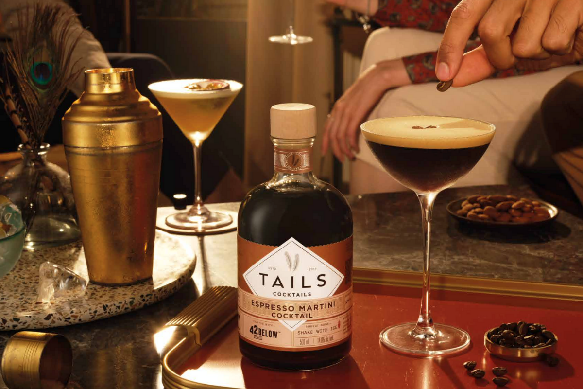 TAILS' Espresso Martini Cocktail, featuring 42BELOW vodka. Photography courtesy TAILS.