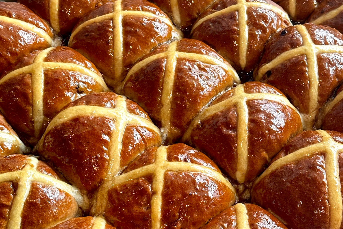 Chai glazed hot cross buns from Sydney's Fabbrica Bread Shop.