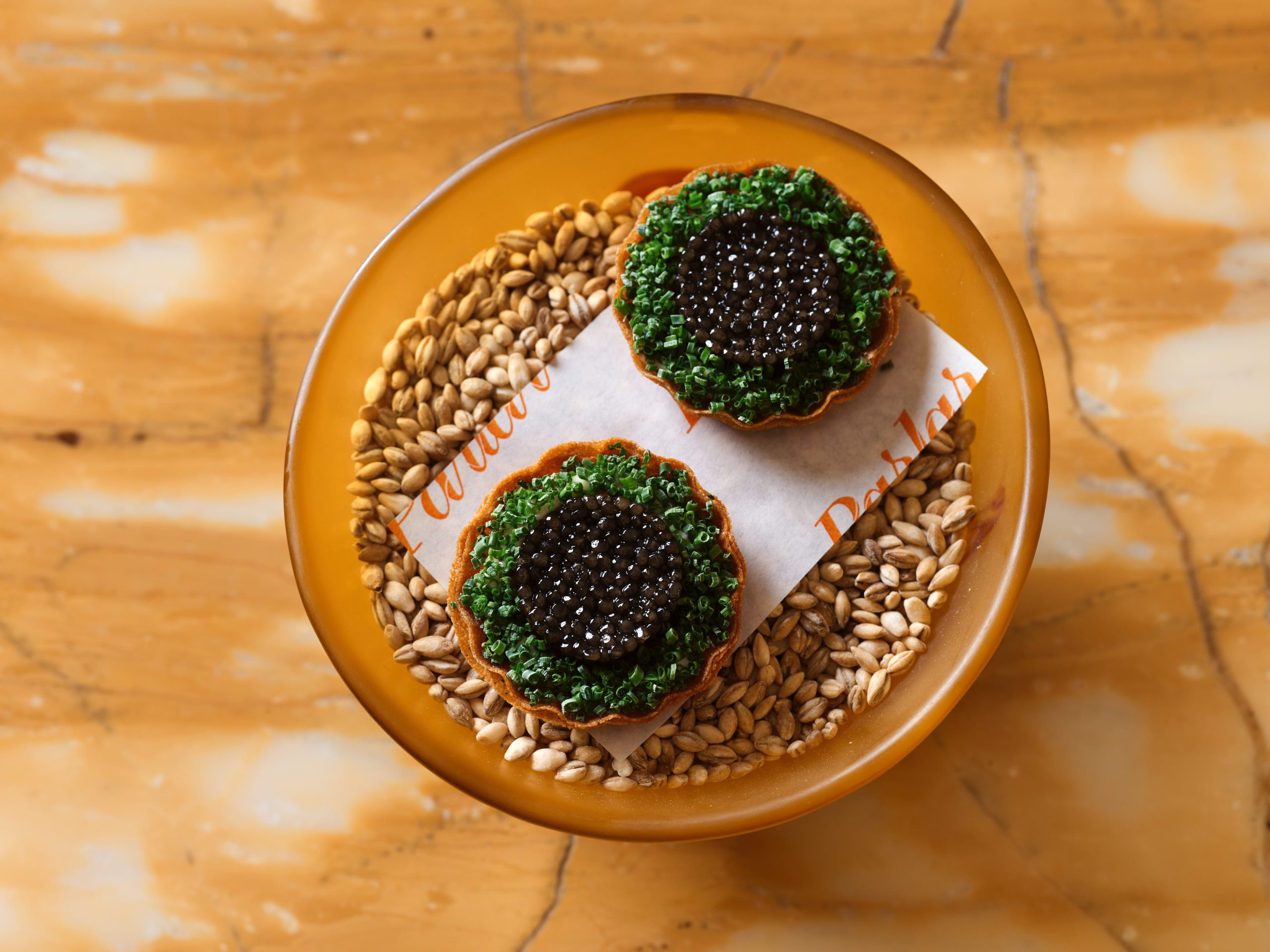 The bacalao and caviar tart at Sydney restaurant Parlar.