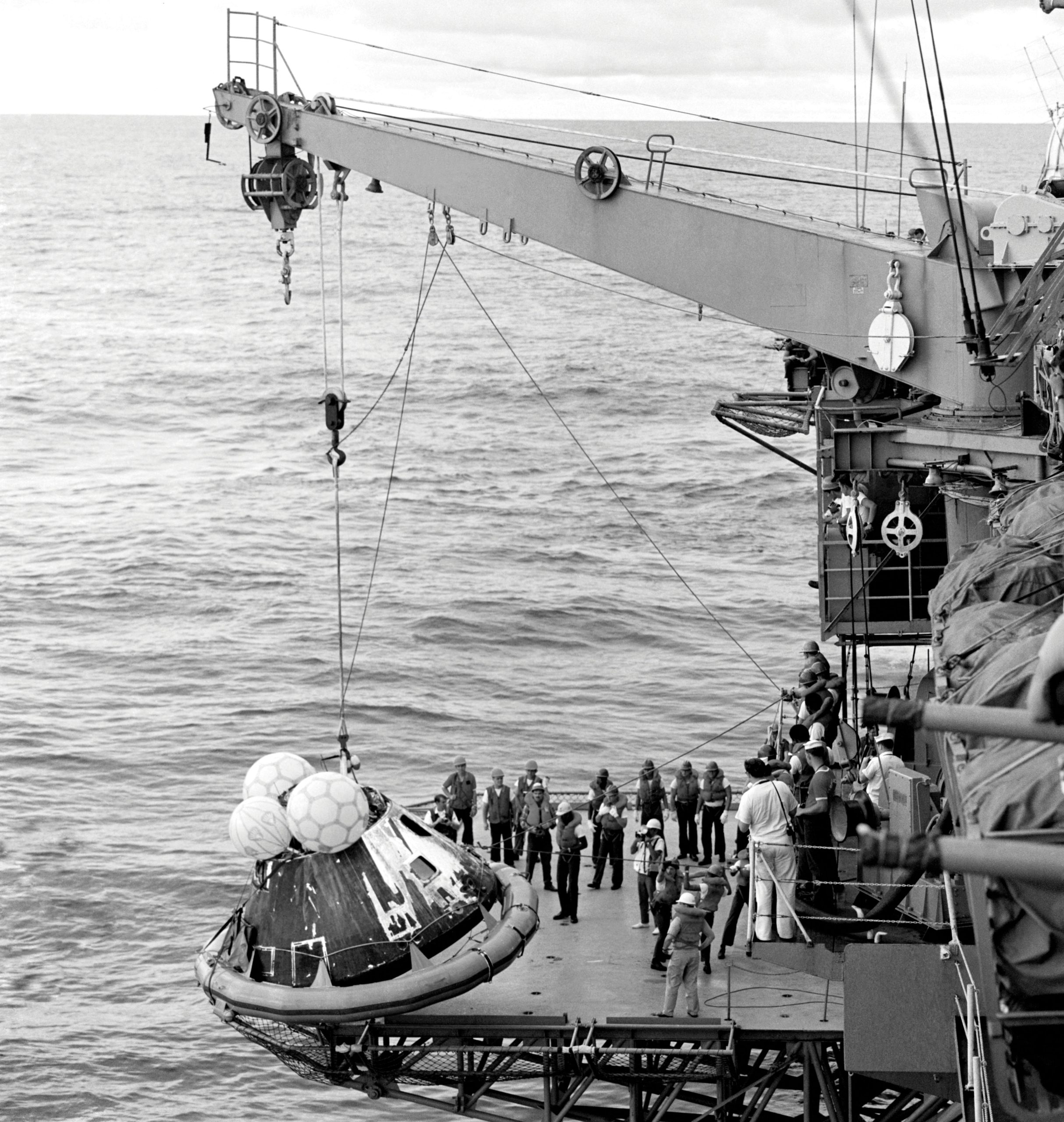 Apollo-13_6 The Apollo 13 capsule is retrieved following a dramatic rescue in which Omega’s Speedmaster played a critical role.