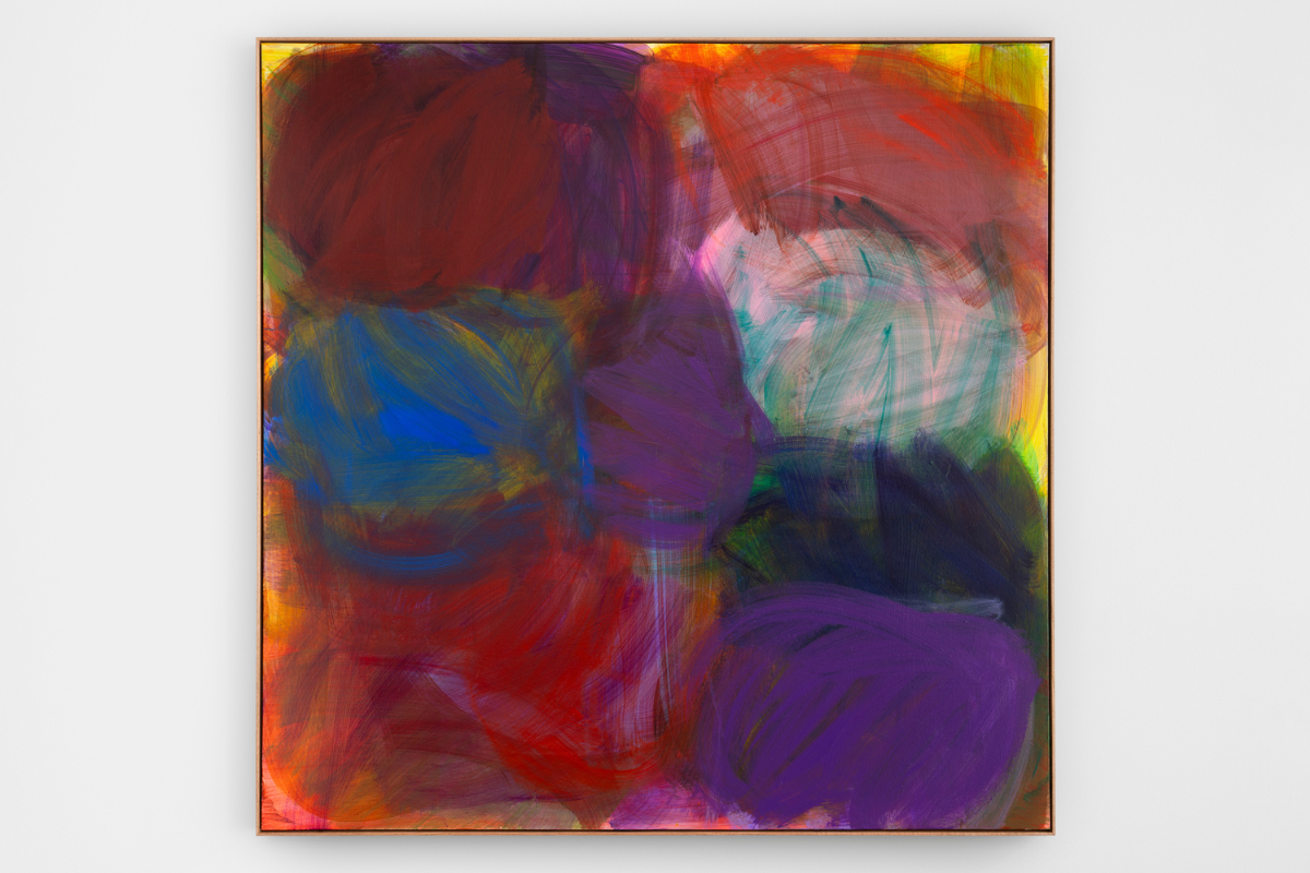Gemma Smith, Mirror takes, 2025, acrylic on linen, 180 x 180 cm, 183 x 183 cm (framed). Image courtesy the artist and Sullivan+Strumpf. Photography, Mark Pokorny