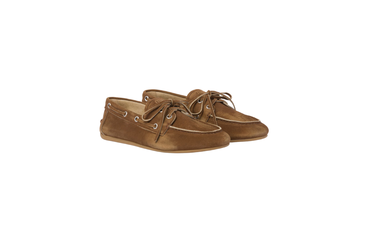 Miu Miu Faded Unlined Suede Loafer in Cinnamon, $1,510. Courtesy of the brand.